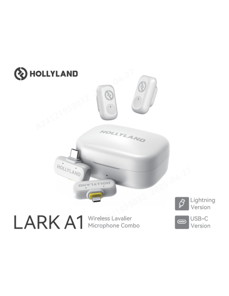 Micrófono Inalámbrico HOLLYLAND LARK A1 COMBO-IVORY WHITEUSB-C RX + Lightning