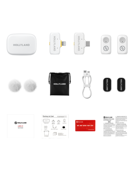 Micrófono Inalámbrico HOLLYLAND LARK A1 COMBO-IVORY WHITEUSB-C RX + Lightning