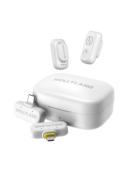 Micrófono Inalámbrico HOLLYLAND LARK A1 COMBO-IVORY WHITEUSB-C RX + Lightning