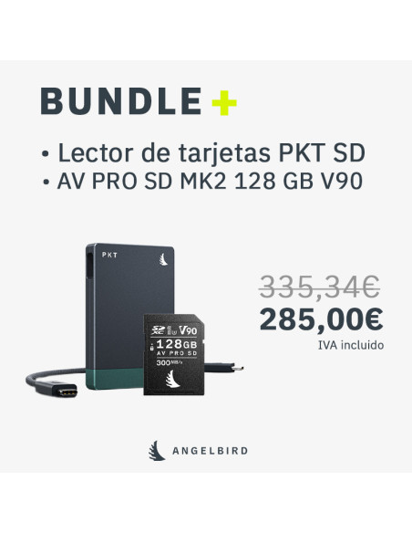 BUNDLE ANGELBIRD: AV PRO SD V90 128 GB + Lector de tarjeta PKT SD