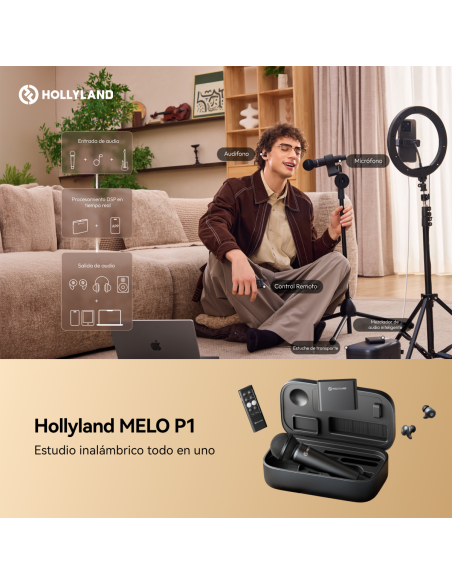 Hollyland MELO P1 COMBO | Estudio de audio inalámbrico con monitorización profesional