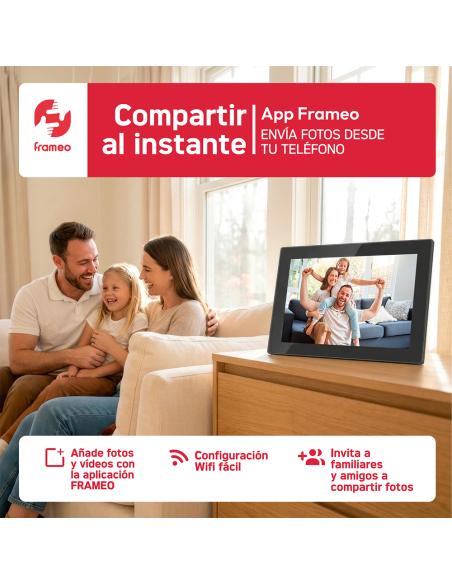 Marco de Fotos Digital Wi-Fi AgfaPhoto Realiview APF1000 WiFi GL 10" HD con Pantalla Táctil, App Frameo y 32 GB