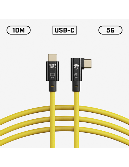 CobraUnion USB-C Tether Cable - 10M 5G 90º angled